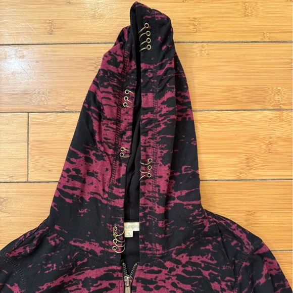 Y2K Abbey Dawn Inspired Red black Grunge hoodie with studs & piercings Handmade - Picture 7 of 9